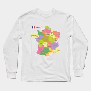 Administrative Map of France Long Sleeve T-Shirt